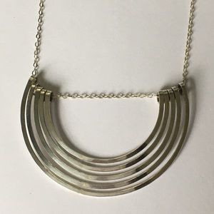Large geometric necklace, sterling silver